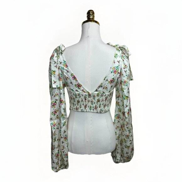 ✨ NWOT For Love & Lemons Tanya Crop Top M Satin Boned Bust $144 - Picture 9 of 13